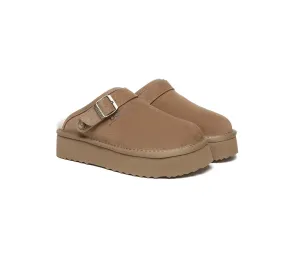 AUSTRALIAN SHEPHERD® UGG Slippers Sheepskin Wool Adjustable strap Platform Sadie