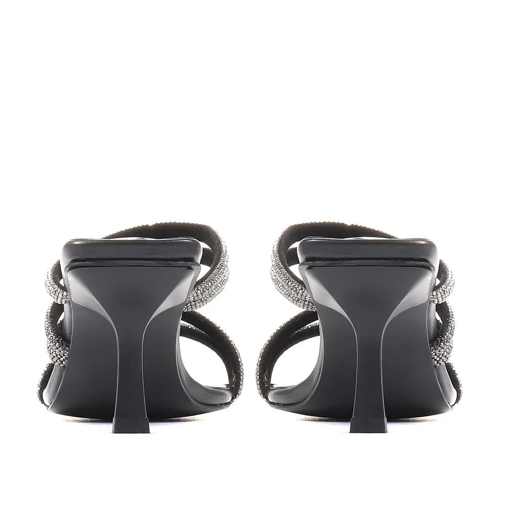 Bertilla Diamante Heeled Mules - BERTILLA / 323 167