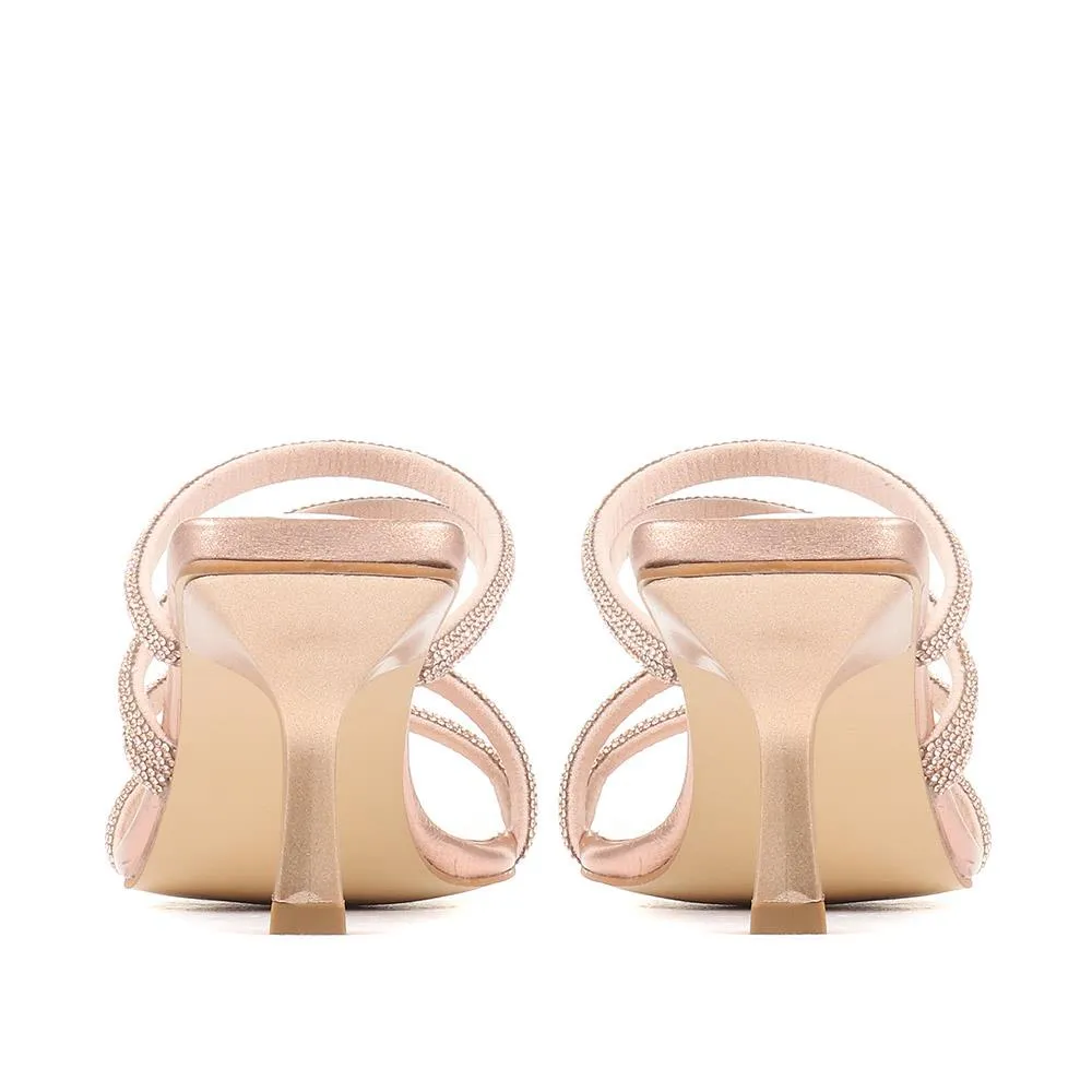 Bertilla Diamante Heeled Mules - BERTILLA / 323 167