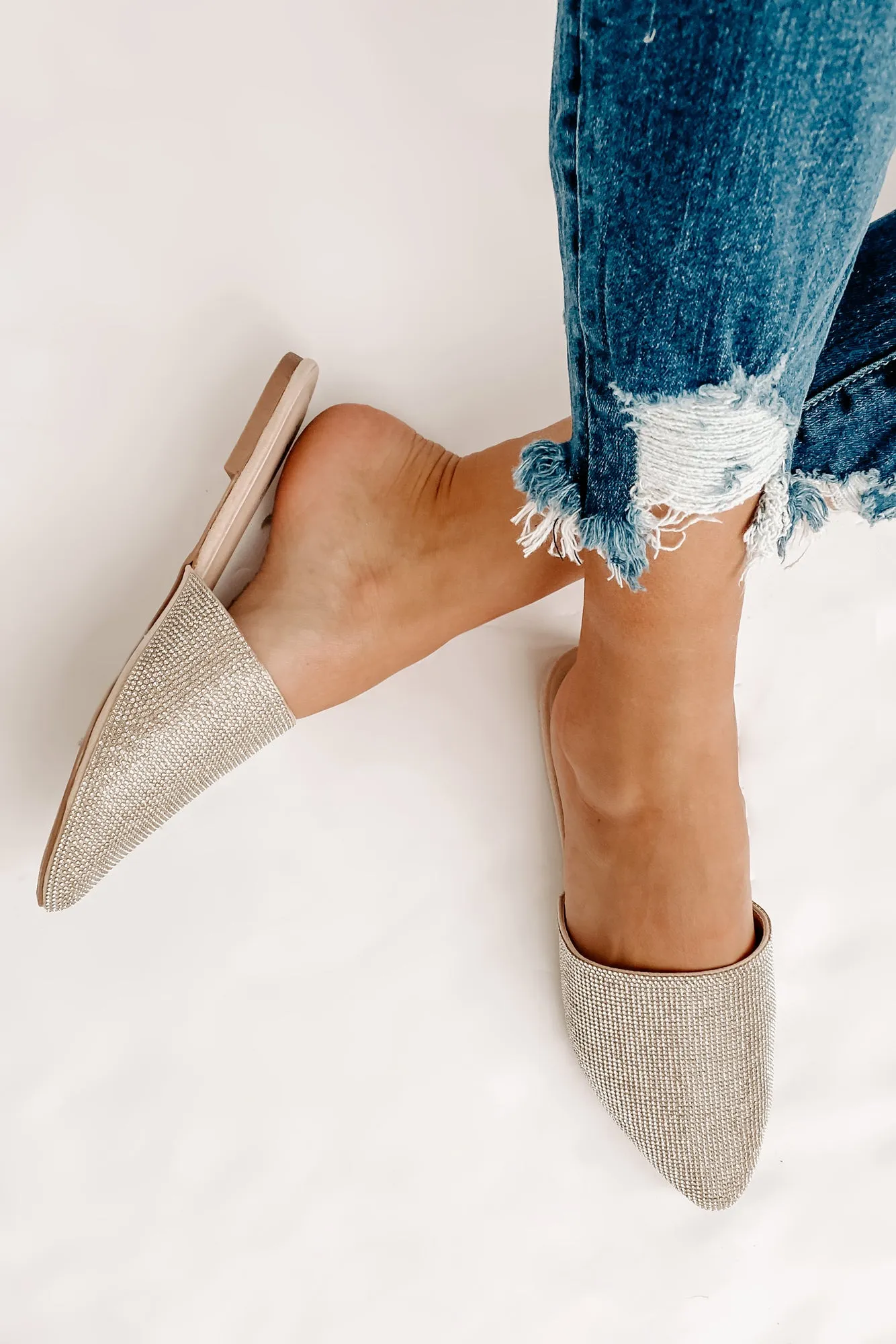 Boujee Business Rhinestone Mules (Natural)