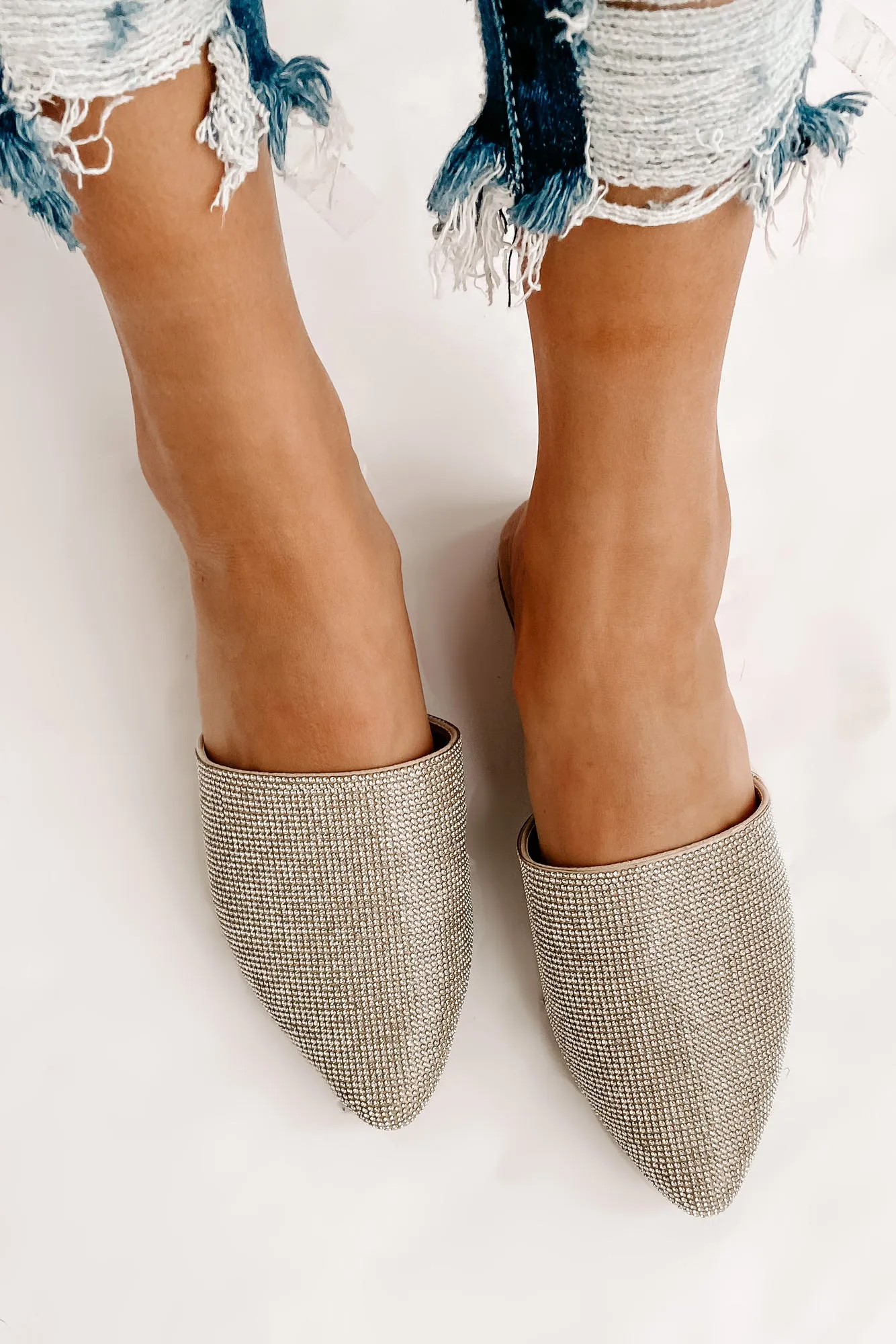 Boujee Business Rhinestone Mules (Natural)