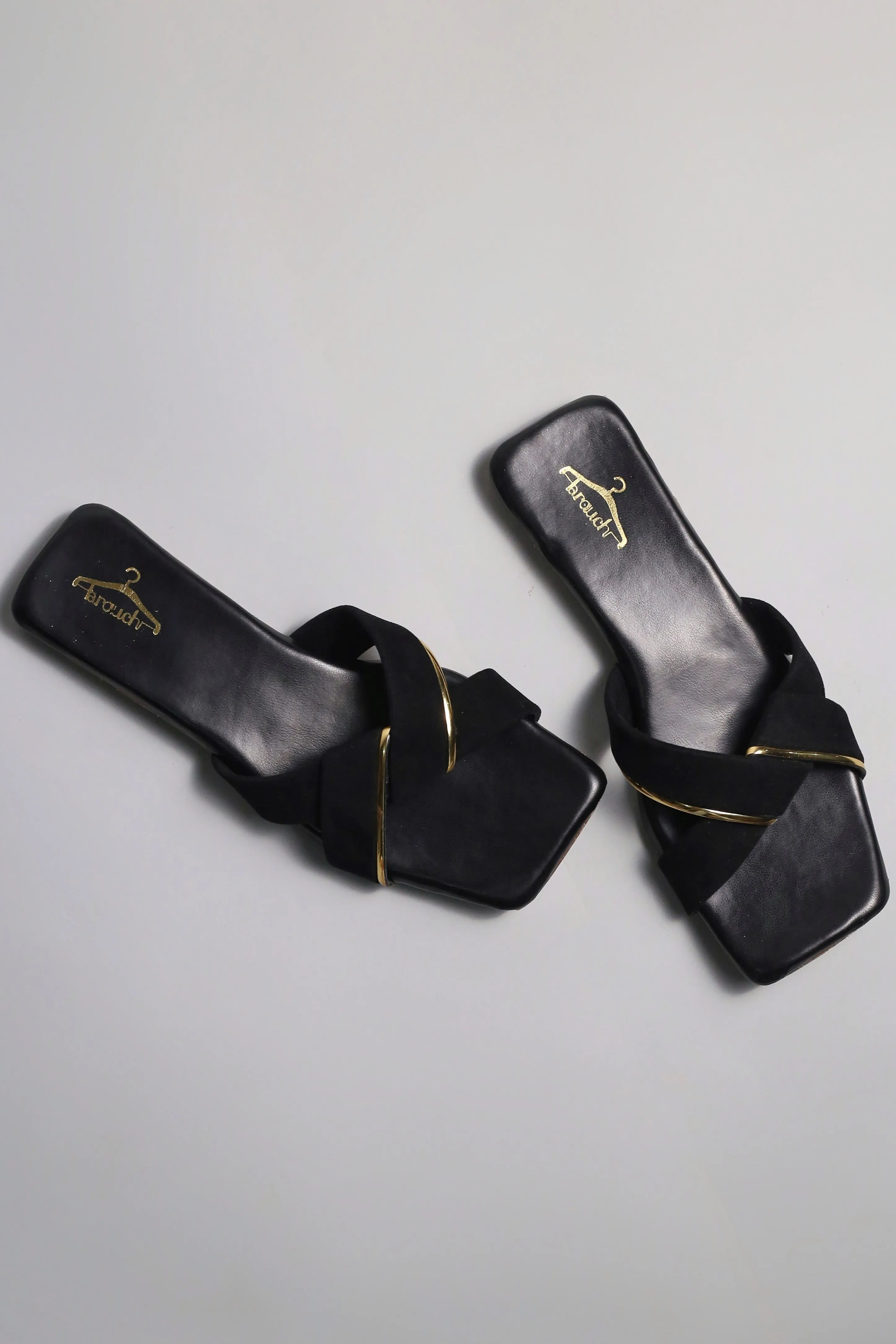 Brauch Women Black Suede Cross Flats