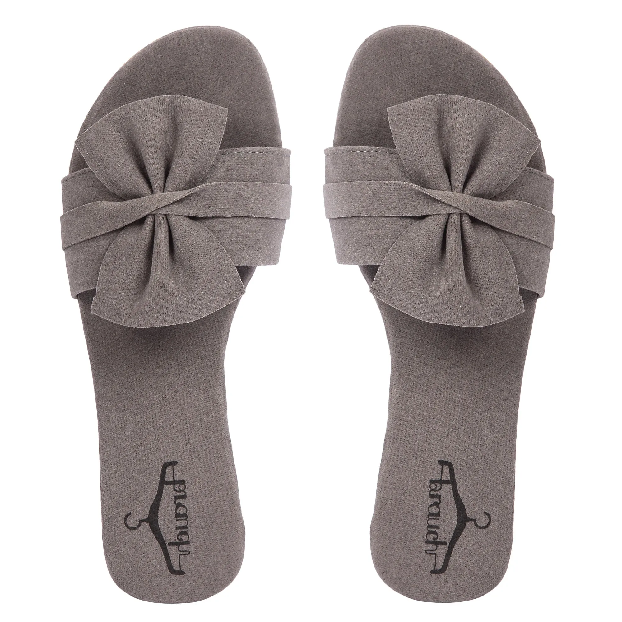 Brauch Women's Grey Suede Bow Flats/Slippers