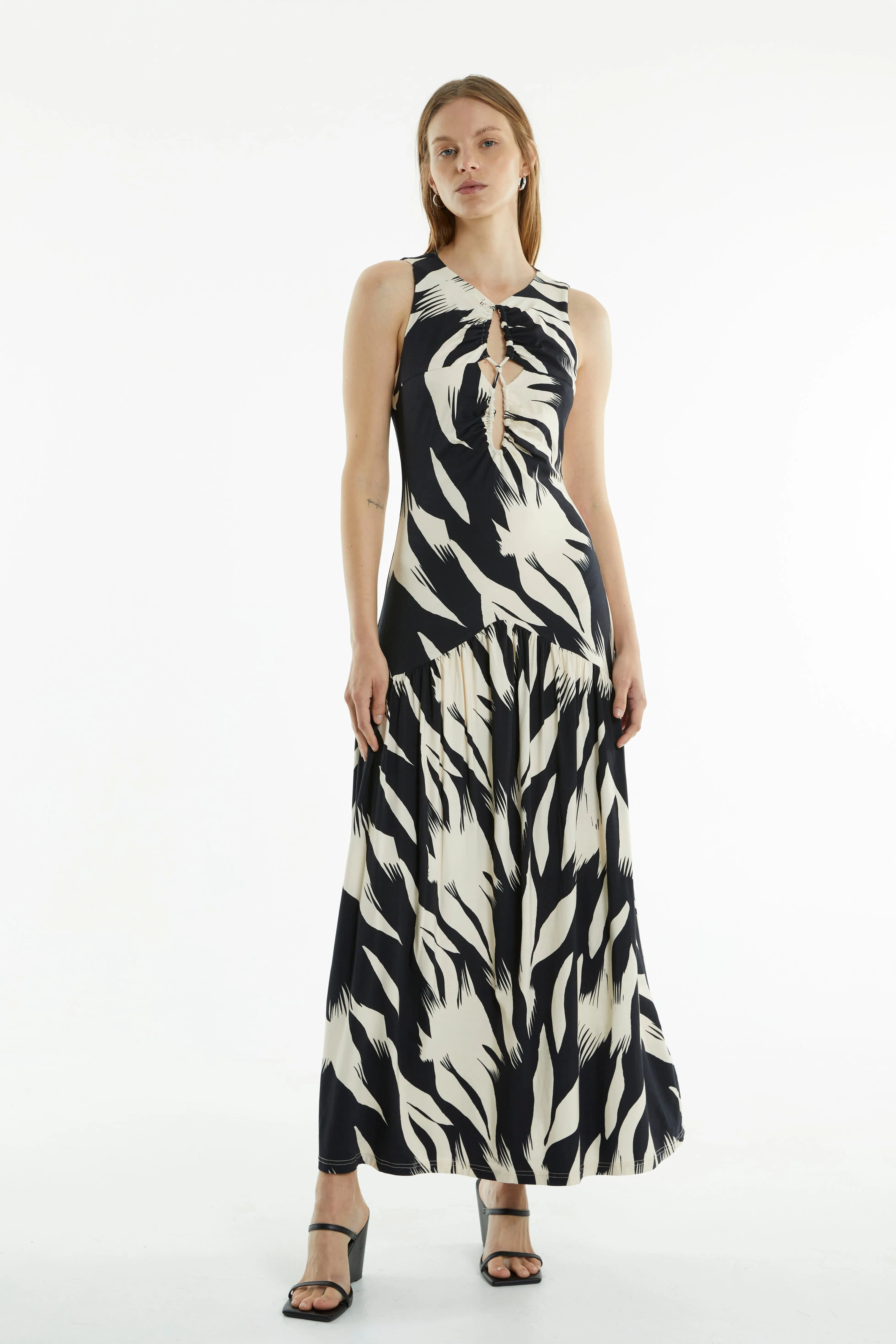 DRIFTER MAXI TANK DRESS | FEATHER PRINT