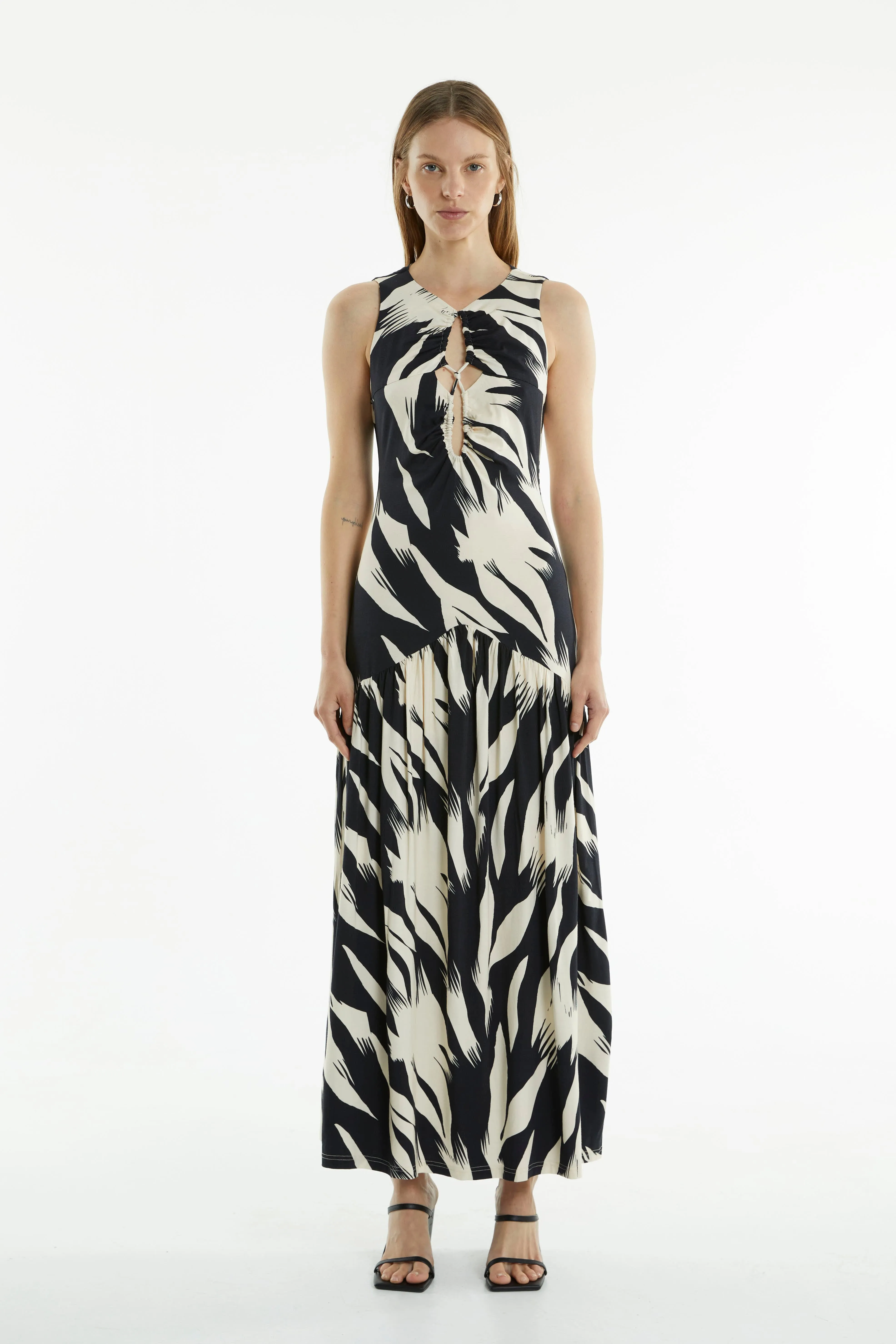 DRIFTER MAXI TANK DRESS | FEATHER PRINT