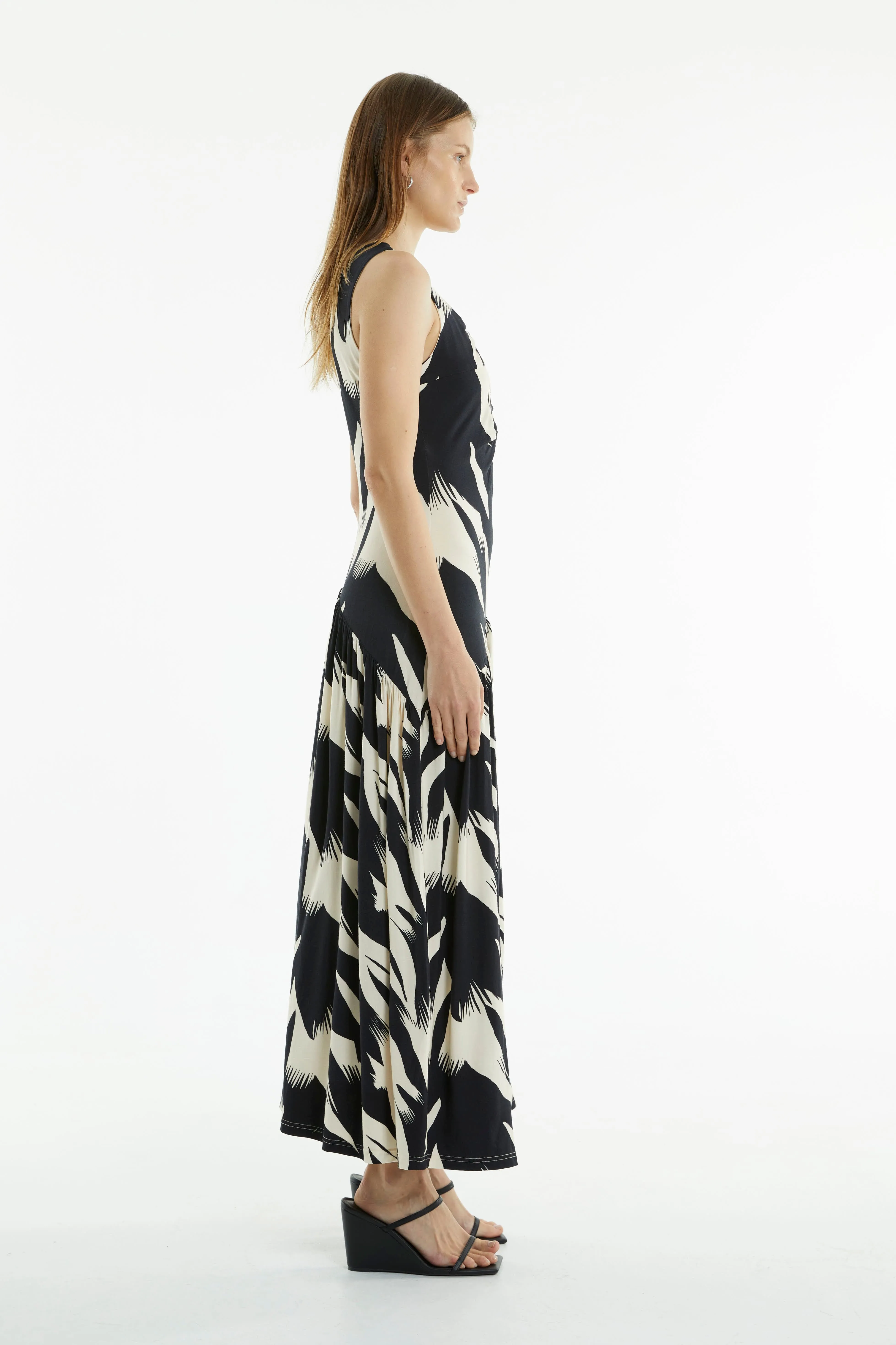 DRIFTER MAXI TANK DRESS | FEATHER PRINT