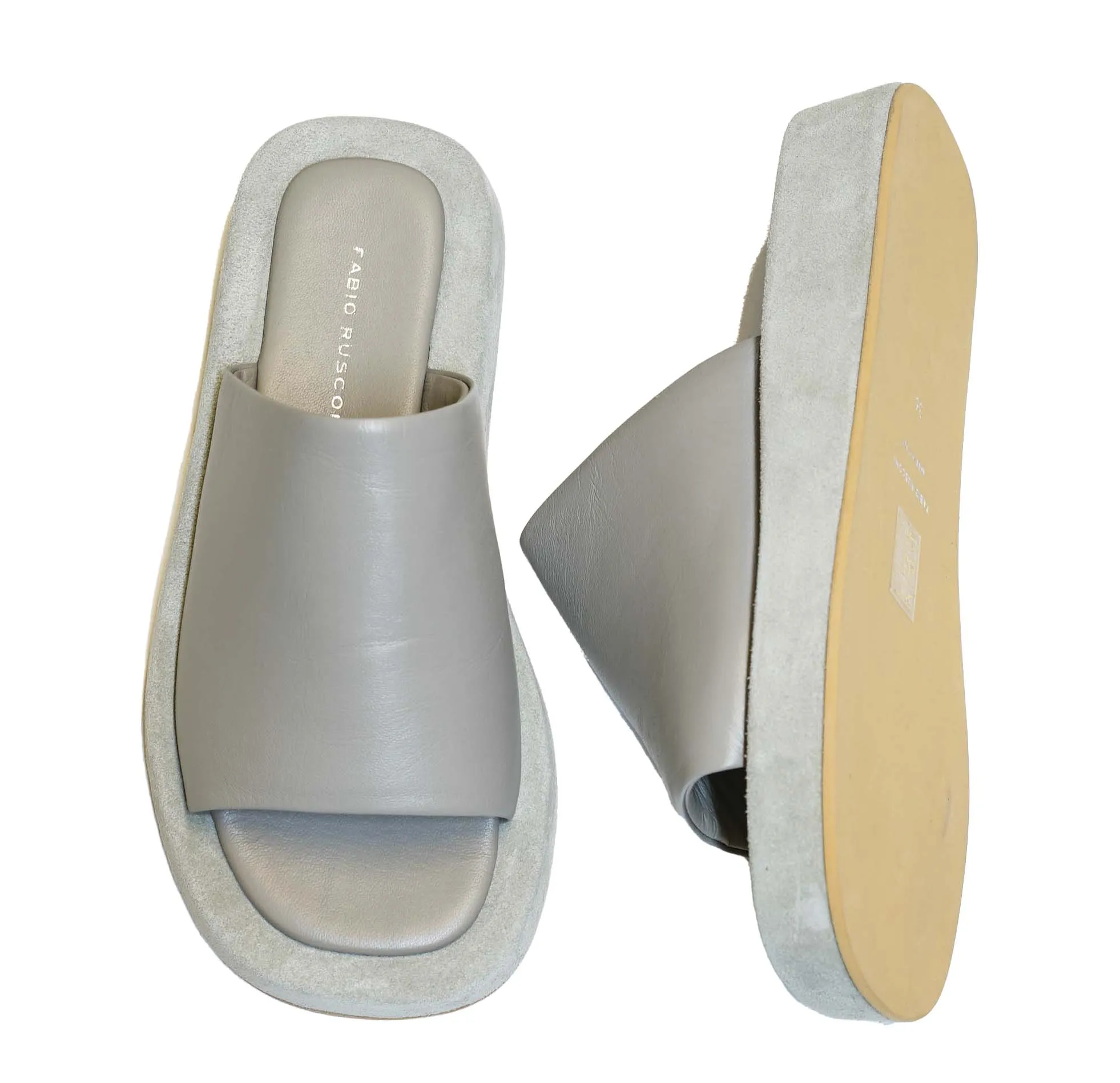Fabio Rusconi Women's Grey Leather & Suede Flat Slip On EVA