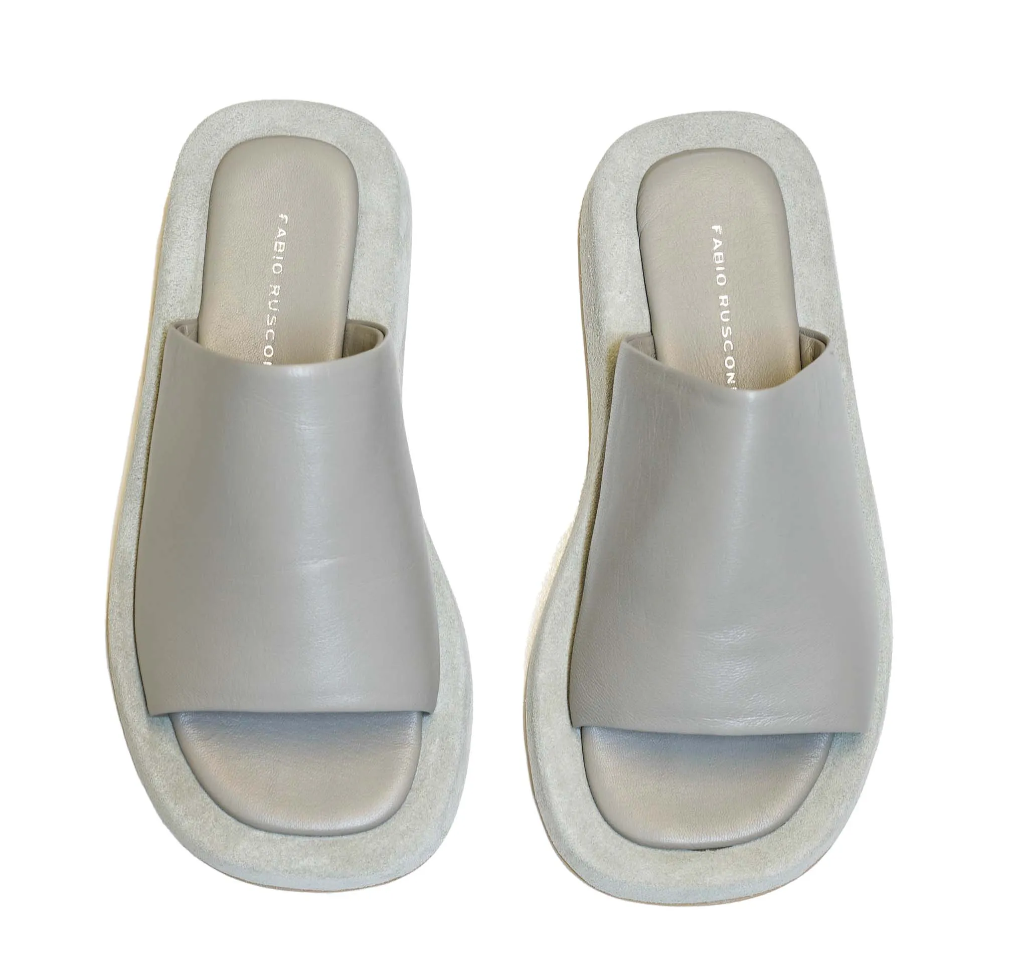 Fabio Rusconi Women's Grey Leather & Suede Flat Slip On EVA