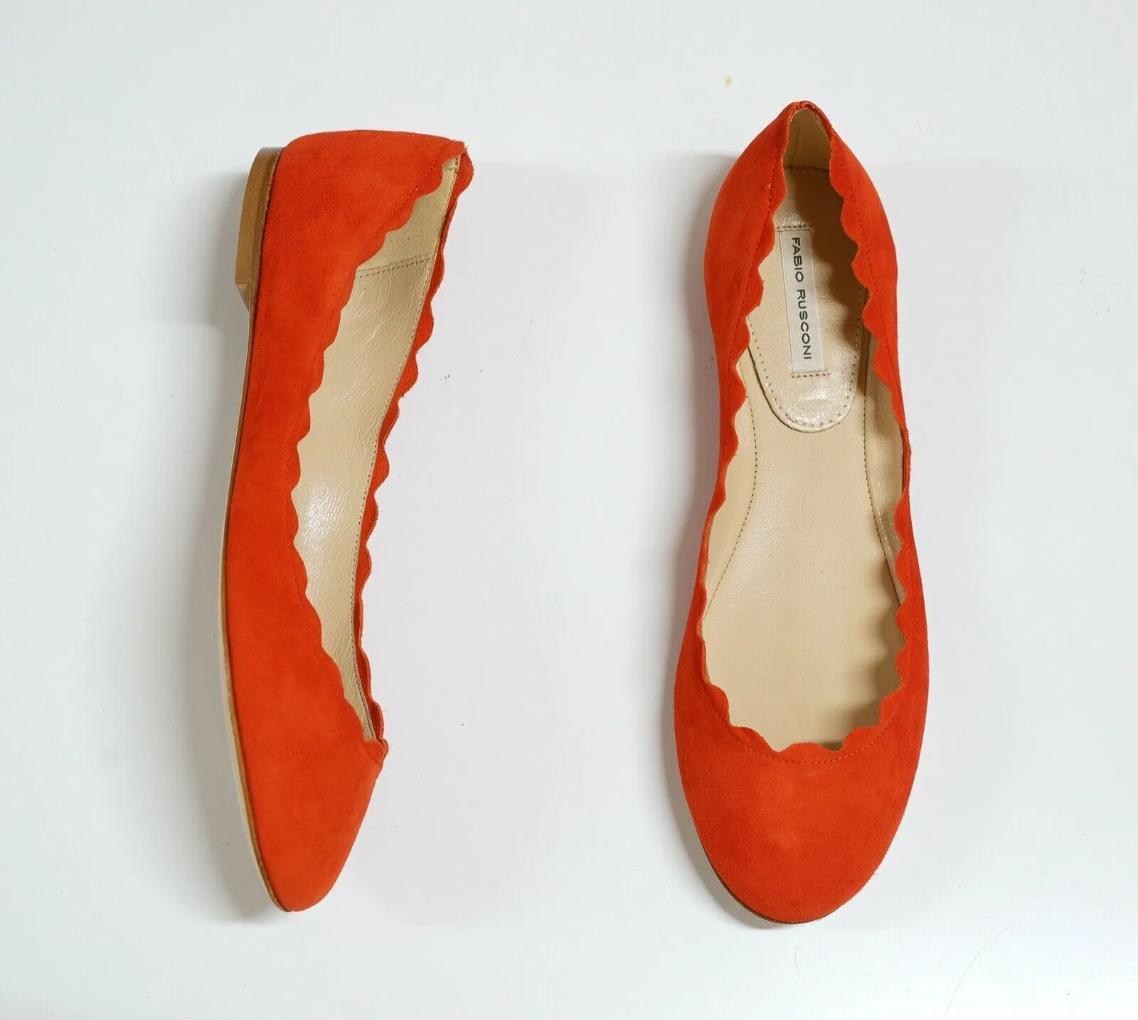 Fabio Rusconi Women's Suede Orange Ballerina Flat Shoe S1795