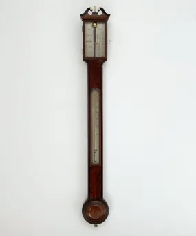 George III Period Flame Mahogany Stick Barometer by Dollond London