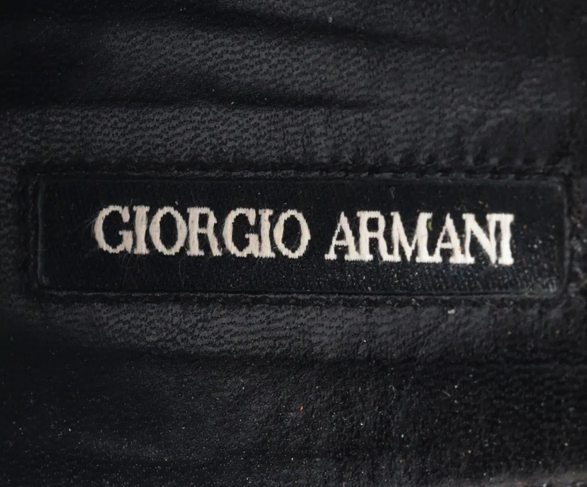 Giorgio Armani Black Suede Flower Flats sz 10.5