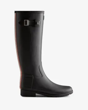 Hunter Women's Refined Slim Fit Tri-Colour Logo Backstrap Tall Rain Boots Black WFT2354RMA BLK
