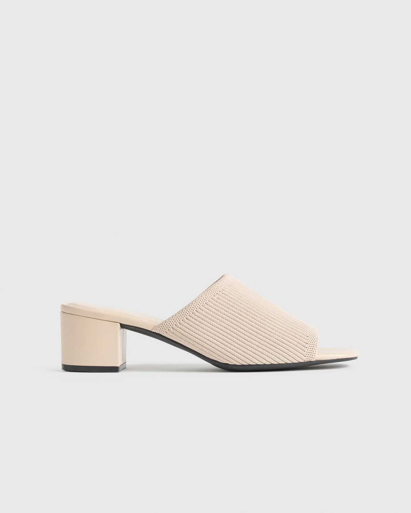 Italian Leather & Eco Knit Heeled Mule