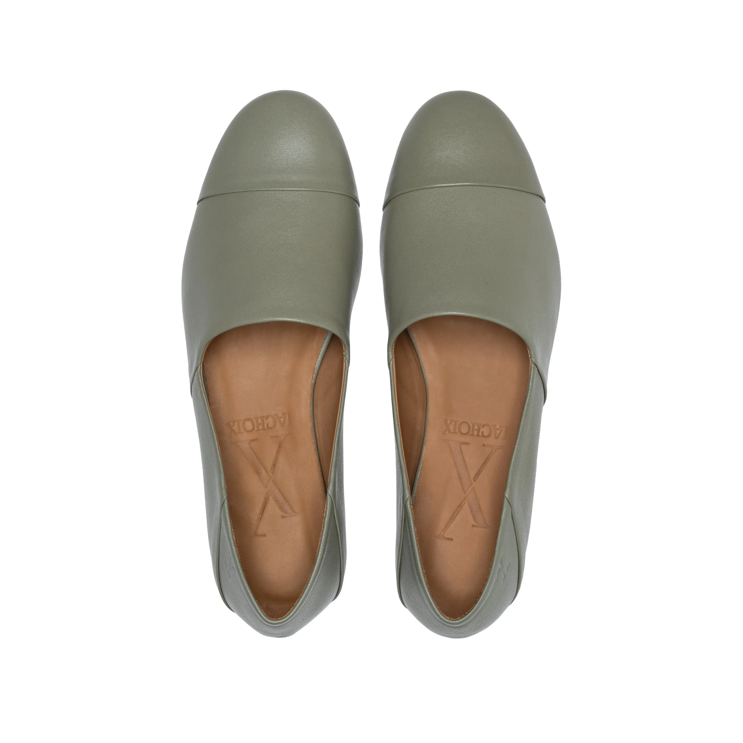 Khaki Leather Slip-On
