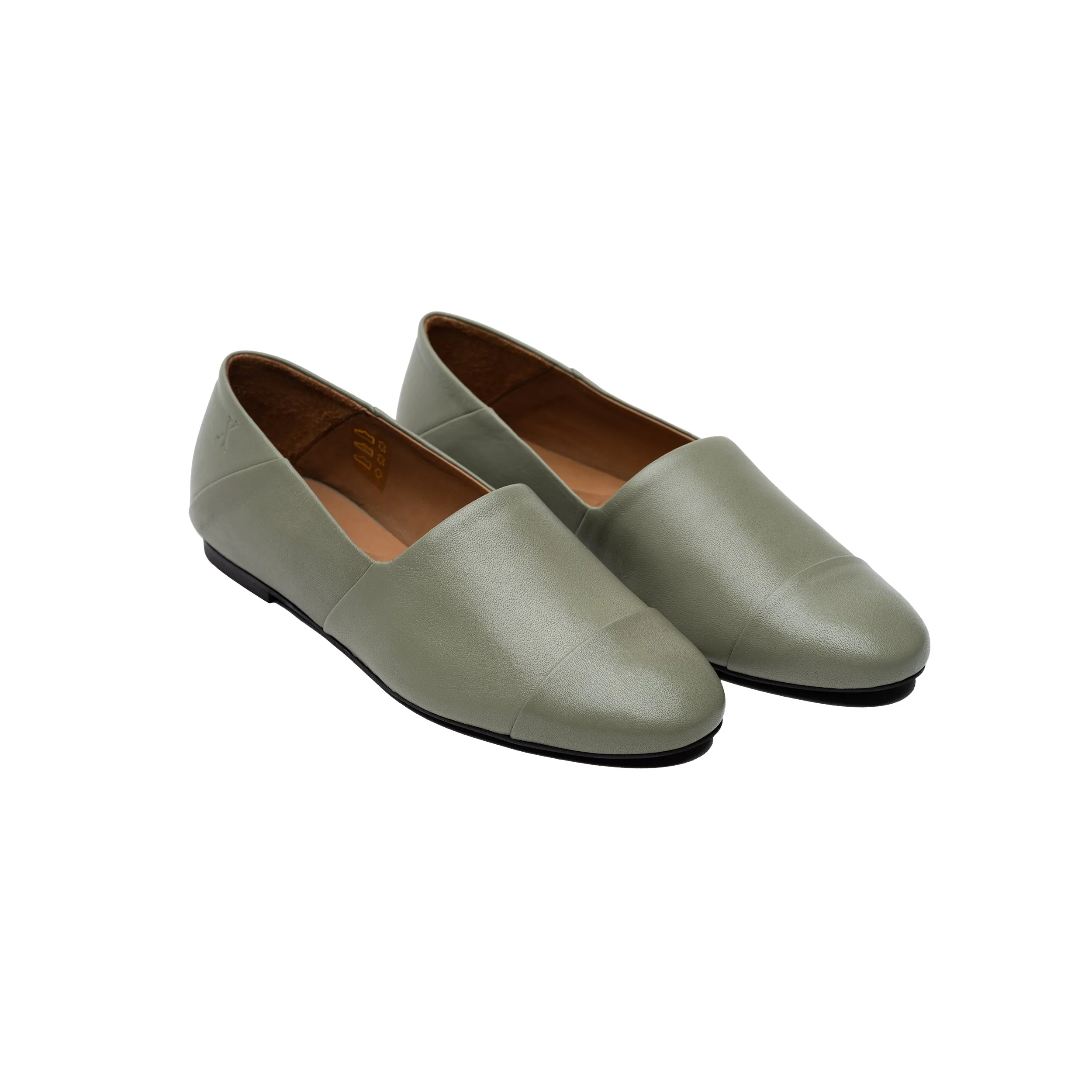Khaki Leather Slip-On