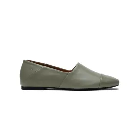 Khaki Leather Slip-On