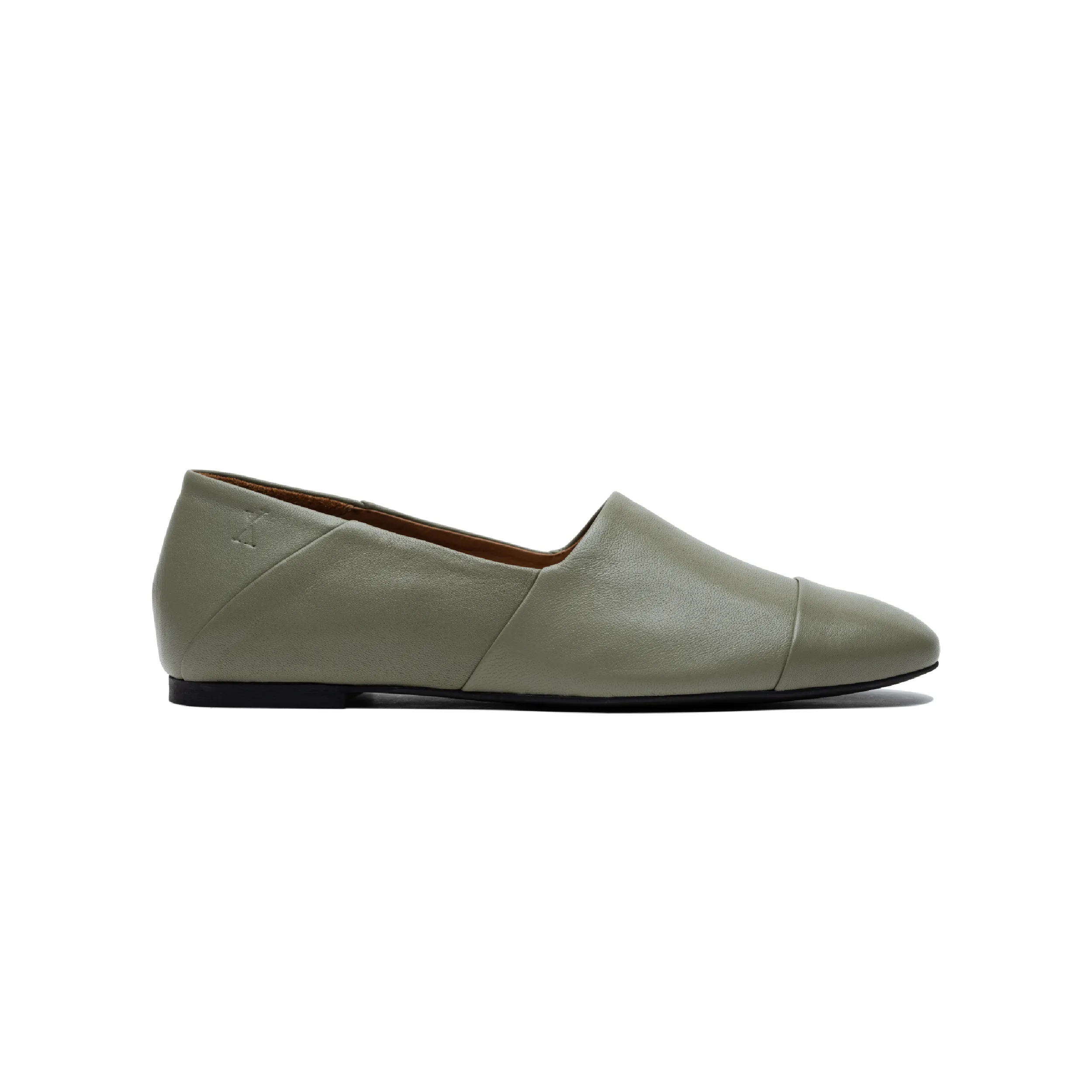 Khaki Leather Slip-On