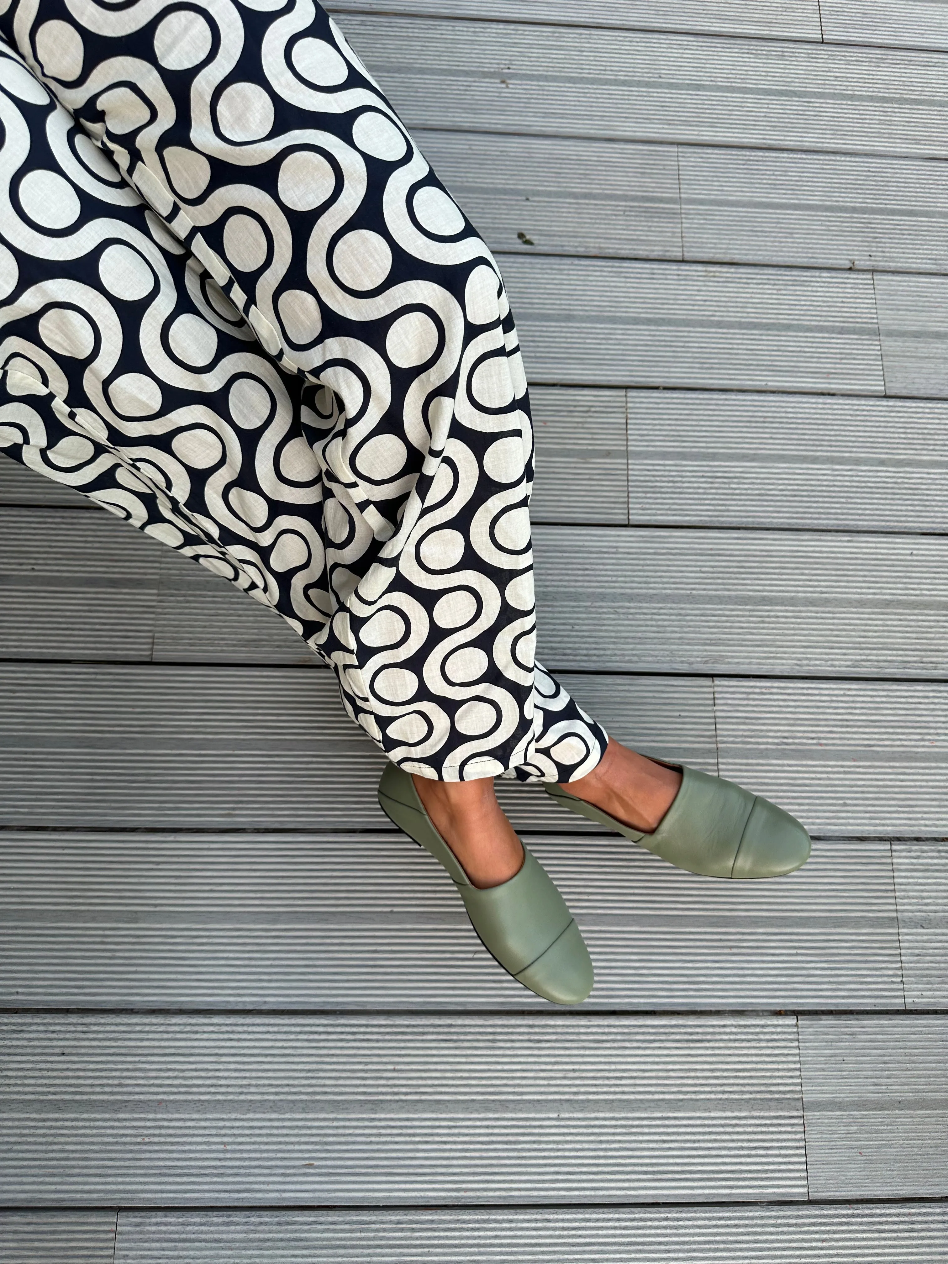 Khaki Leather Slip-On