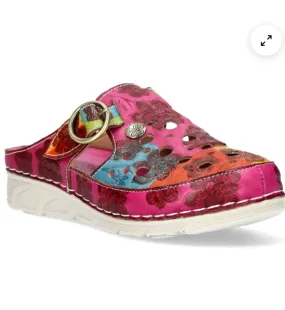 Laura Vita"Dorry 08" Leather Mule in Fuchsia
