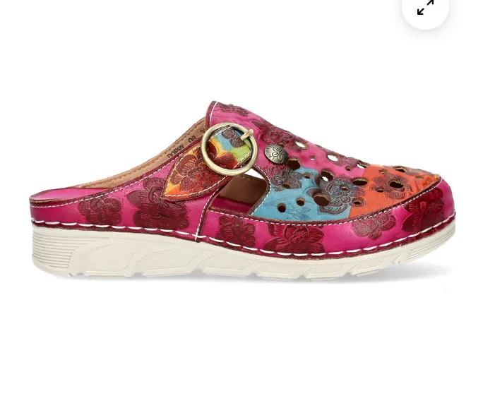 Laura Vita"Dorry 08" Leather Mule in Fuchsia
