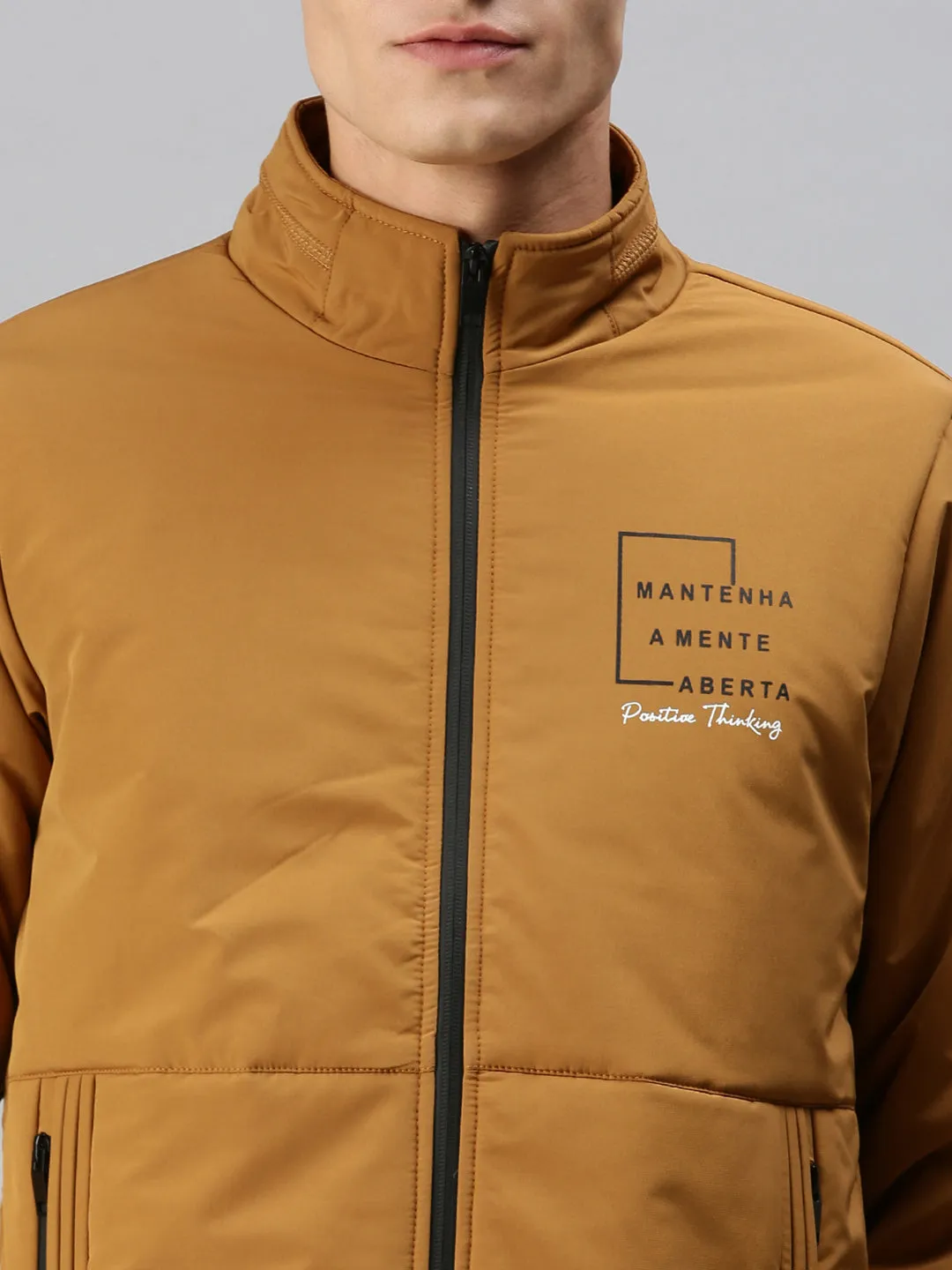 Men Solid Brown Sporty Jacket