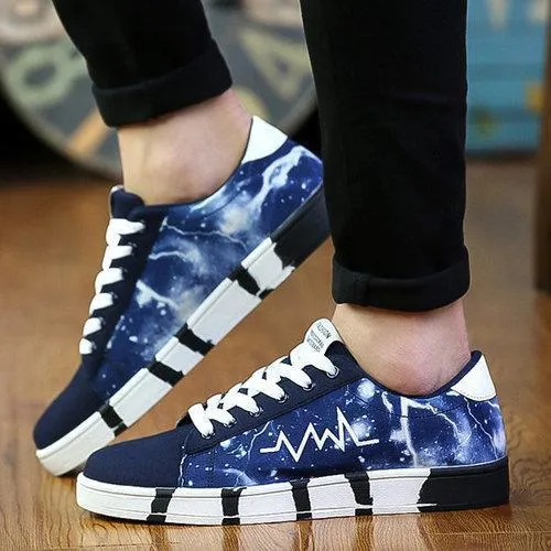 Men Starry Sky Colorful Canvas Lace Up Casual Shoes