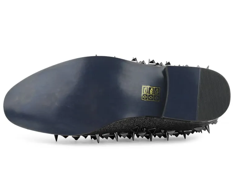 Mesa Black Gold Studded Vegan Leather Slippers For Men
