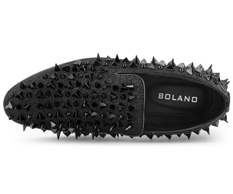 Mesa Black Gold Studded Vegan Leather Slippers For Men
