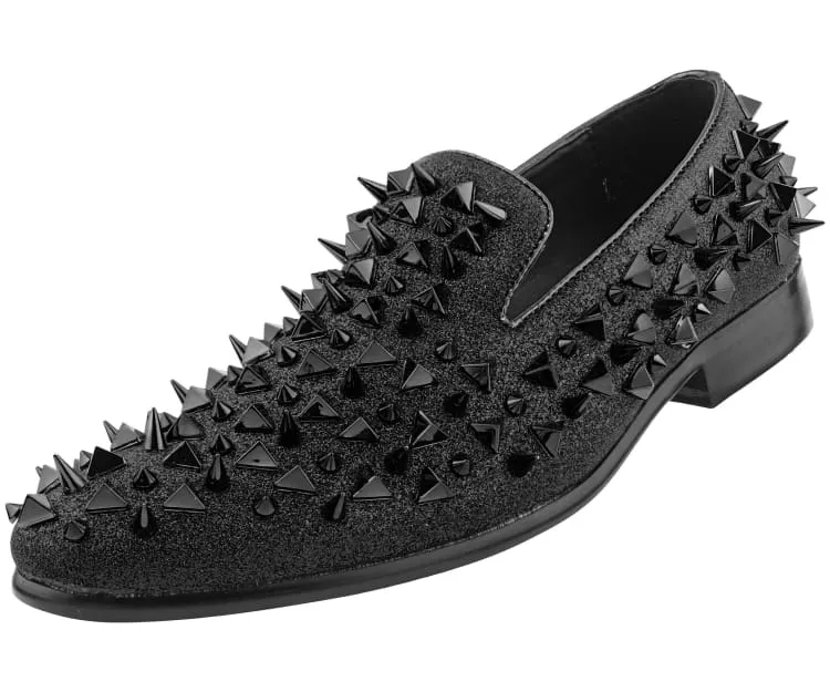 Mesa Black Gold Studded Vegan Leather Slippers For Men
