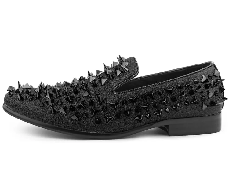 Mesa Black Gold Studded Vegan Leather Slippers For Men
