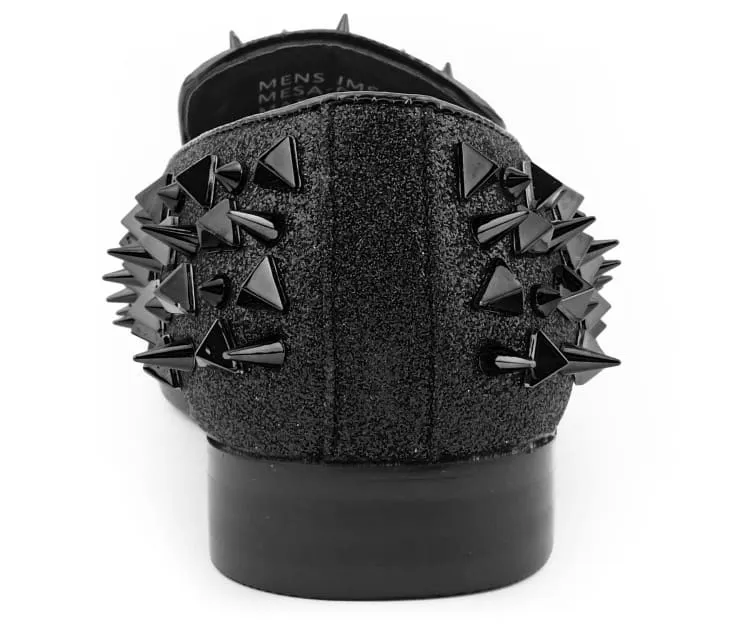 Mesa Black Gold Studded Vegan Leather Slippers For Men
