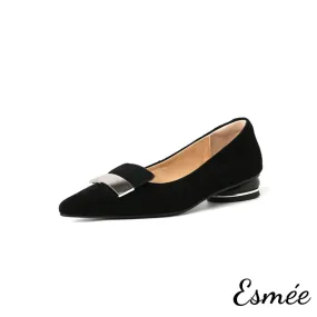 【Size 39 Special Offer】Suede Flats with Suede Metal Buckle
