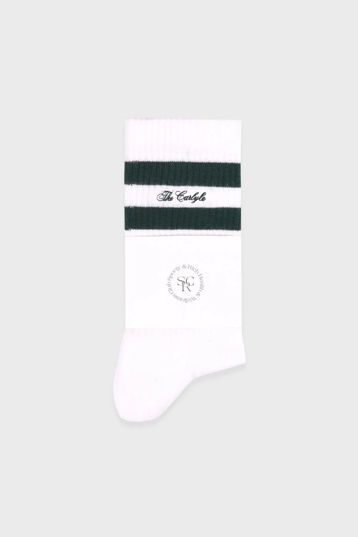 Sporty & Rich The Carlyle Script Socks - Forest/ White