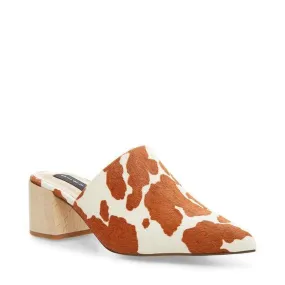 Steve Madden Women's Fannie Slip On Pointed toe Slide Mules COW PRINT