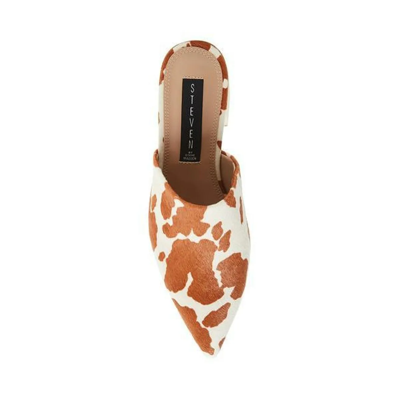 Steve Madden Women's Fannie Slip On Pointed toe Slide Mules COW PRINT