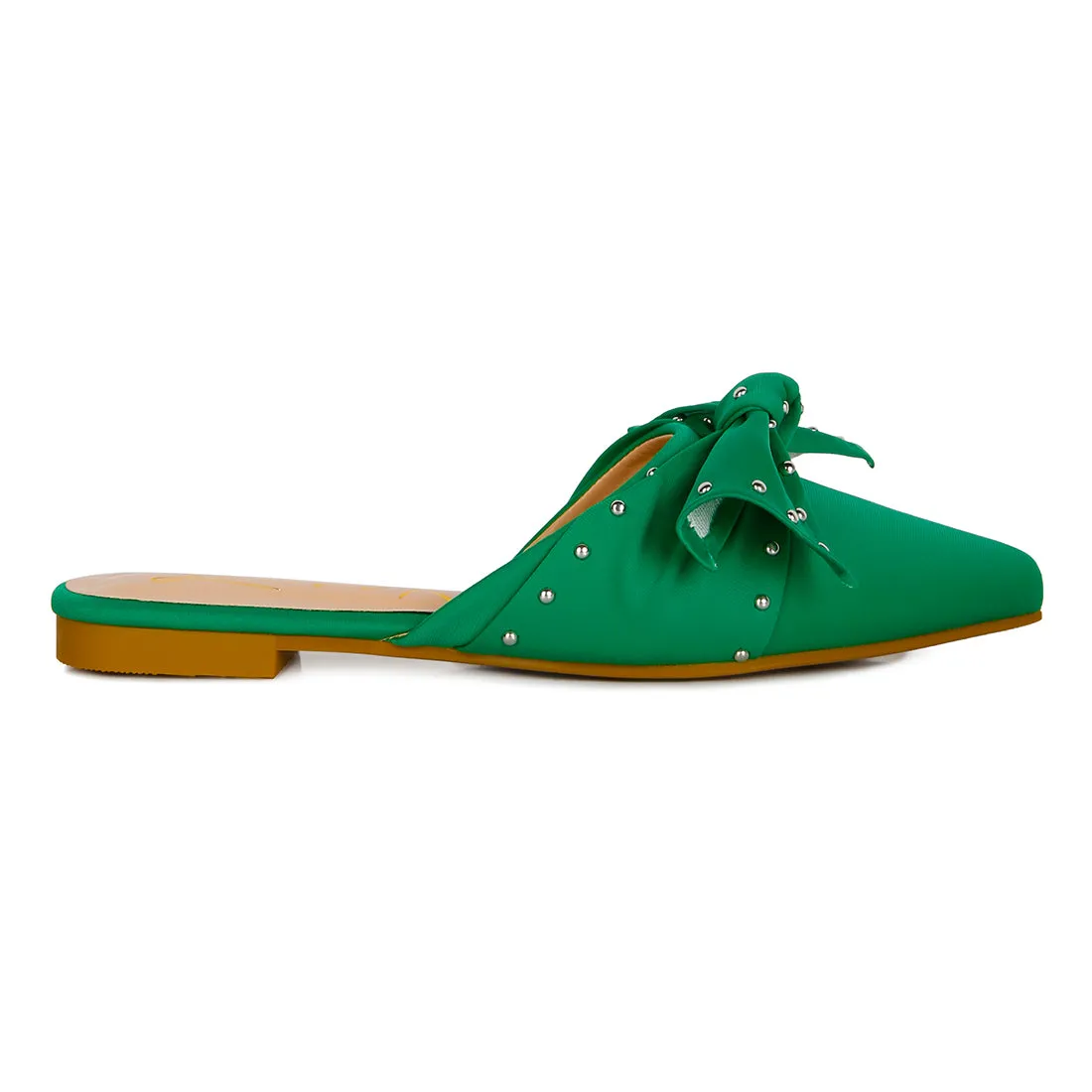 Studded Bow Flat Mules