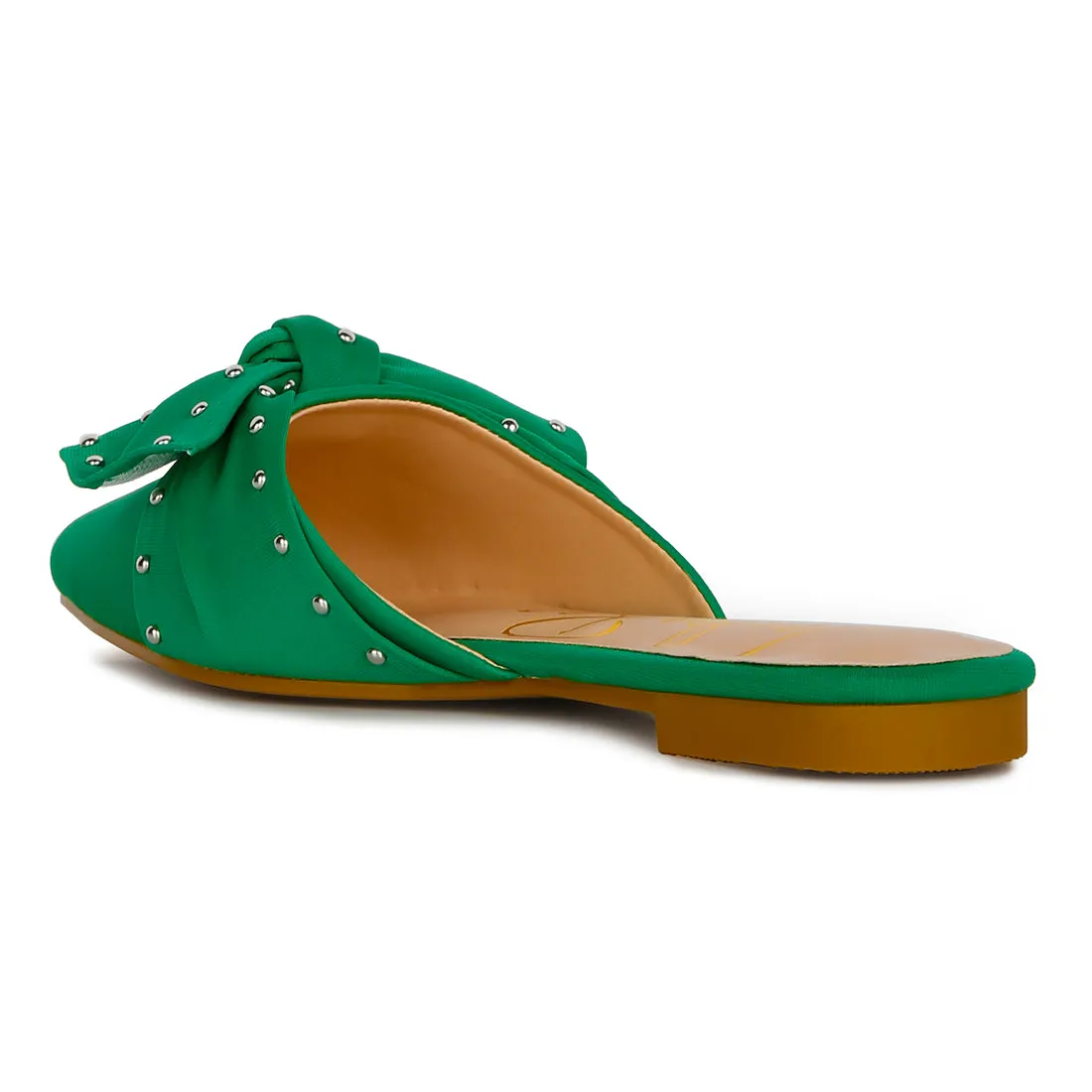 Studded Bow Flat Mules