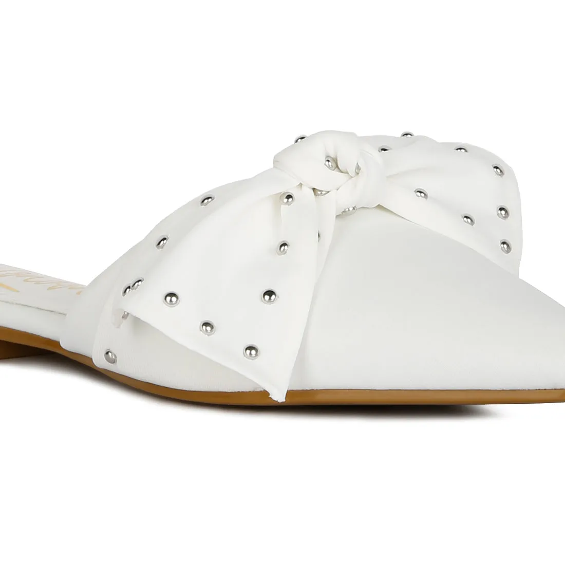 Studded Bow Flat Mules