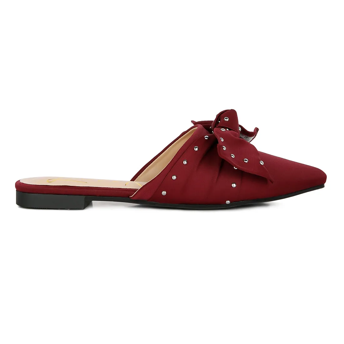 Studded Bow Flat Mules