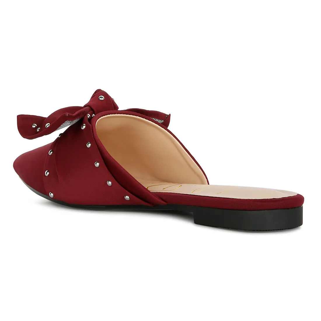 Studded Bow Flat Mules