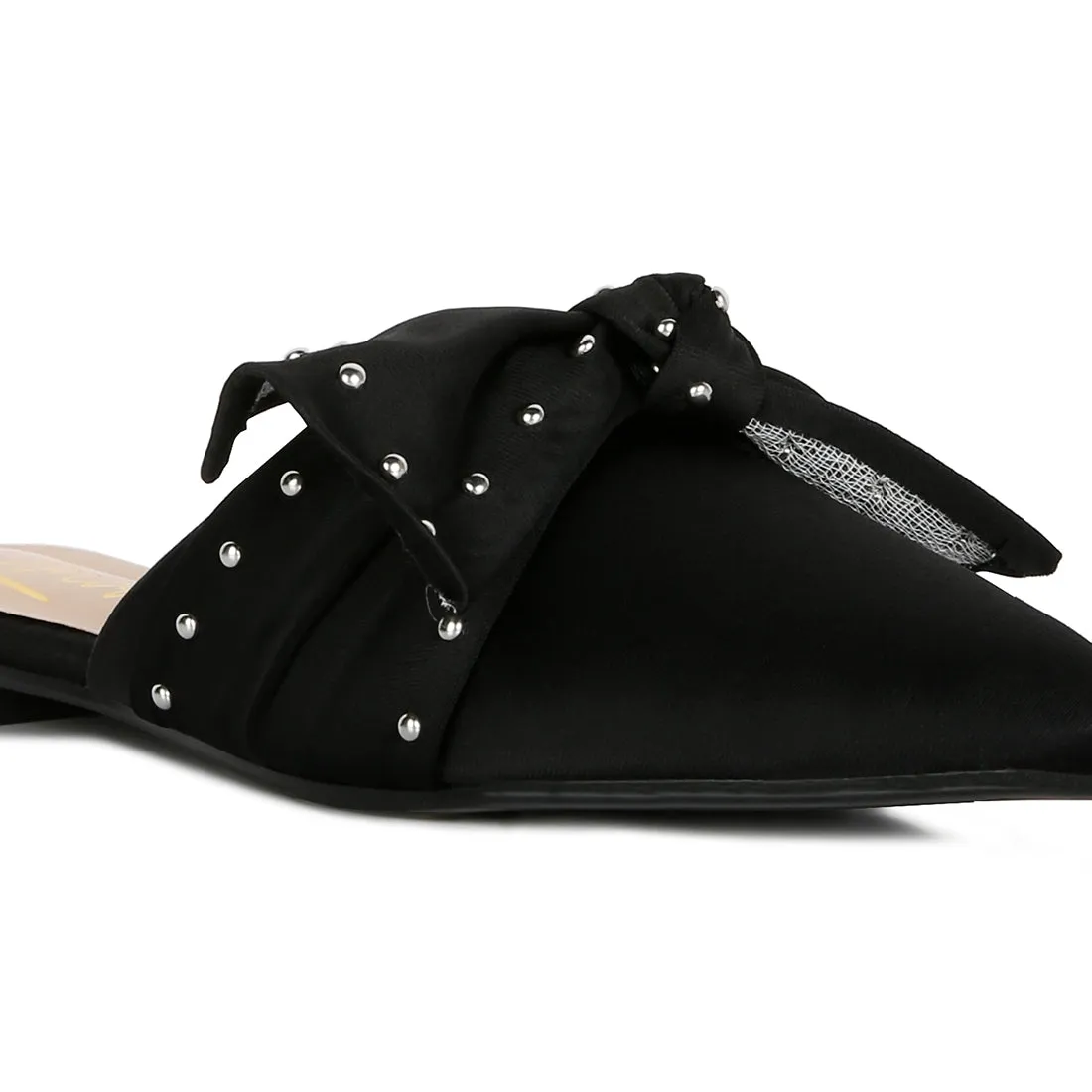 Studded Bow Flat Mules