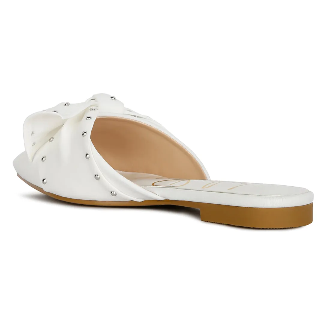 Studded Bow Flat Mules