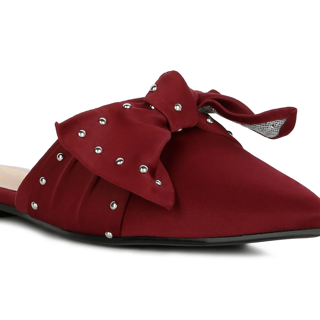Studded Bow Flat Mules
