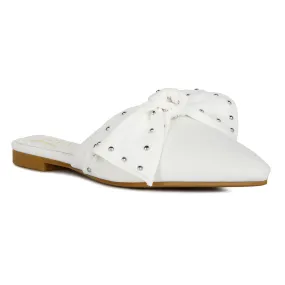 Studded Bow Flat Mules