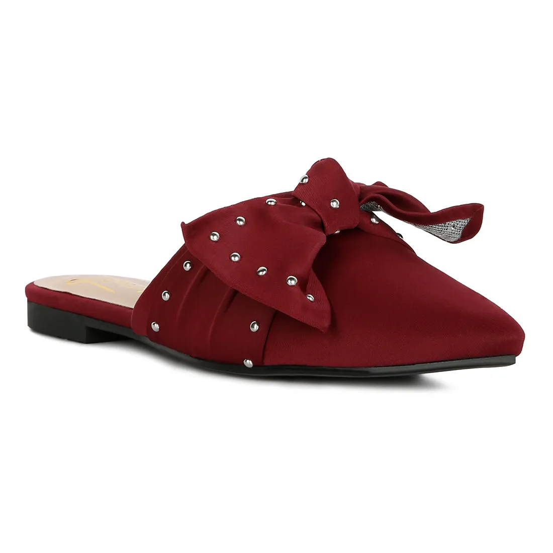 Studded Bow Flat Mules