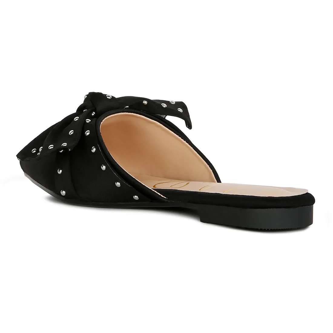 Studded Bow Flat Mules