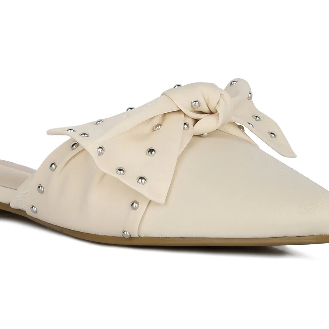 Studded Bow Flat Mules