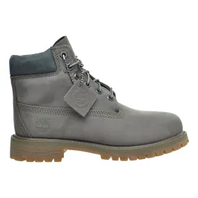 Timberland 6 Inch Premium Waterproof  Little Kid's Boots Dark Grey Nubuck/Brown