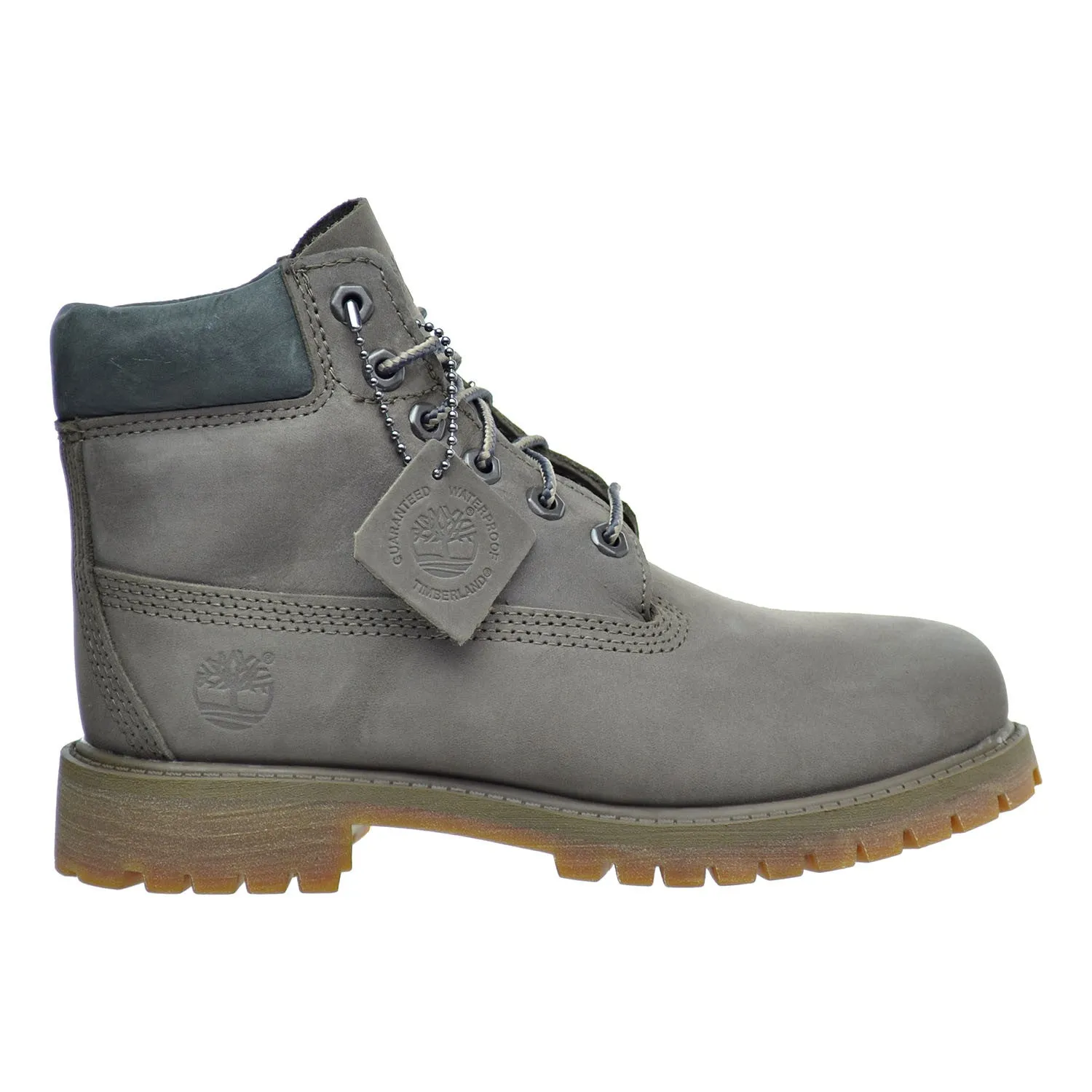 Timberland 6 Inch Premium Waterproof  Little Kid's Boots Dark Grey Nubuck/Brown