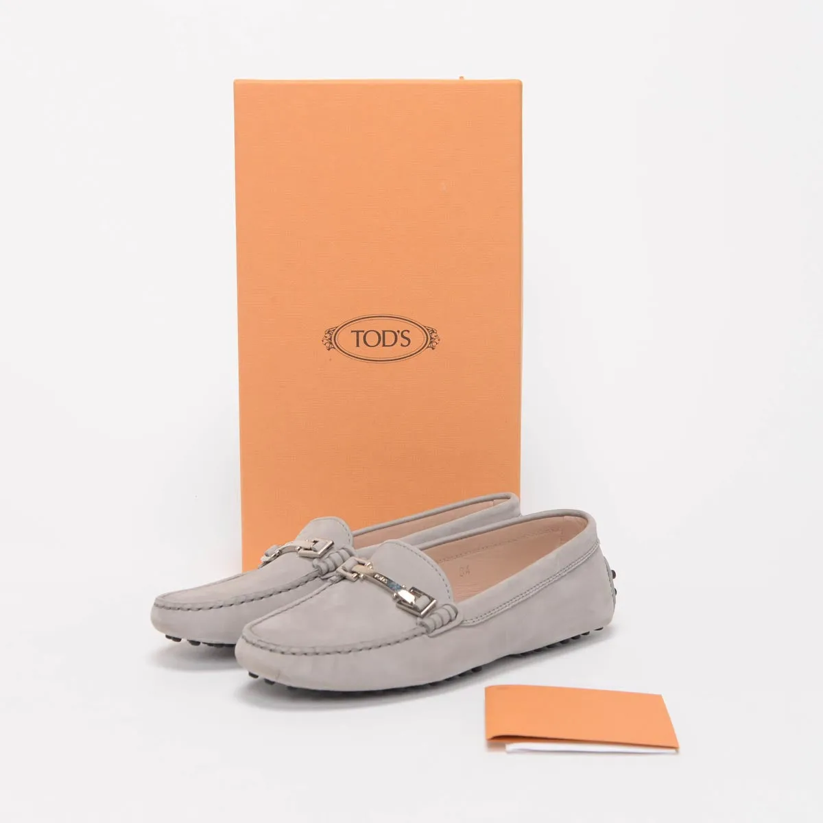 Tod's Grey Suede Gommini Moccasin Flats